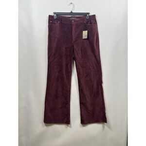 Peruvian Connection Boot Cut Velveteen Jeans‎ Pants Burgundy Sz 14, 36x30 NEW